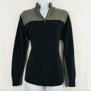 Tommy Hilfiger Zip Neck Sweater Black Gray Large